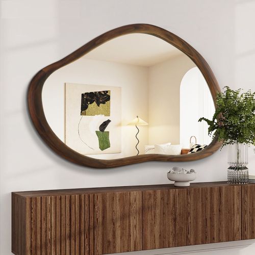 Gương hình củ lạc khung gỗ trang trí CNC41, kích thước 60*90cm