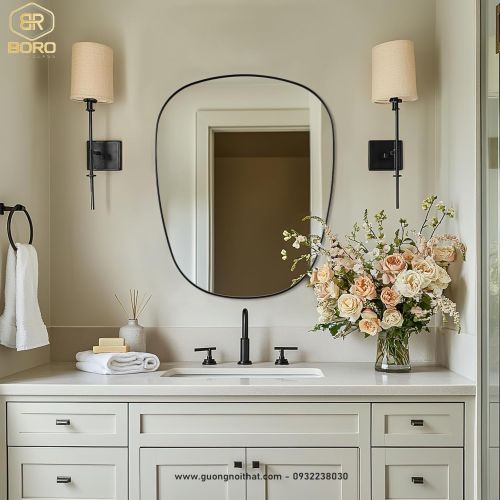 Gương trang trí, gương nhà tắm phong cách Bắc Âu khung inox INOXBR174