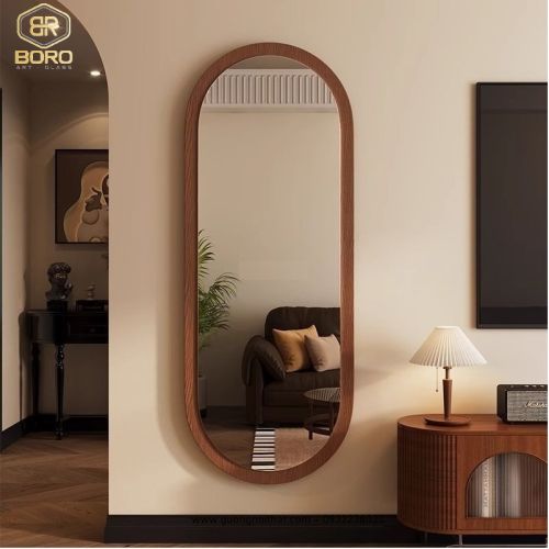 Gương soi toàn thân dáng oval khung gỗ KGBR90, KT theo yêu cầu