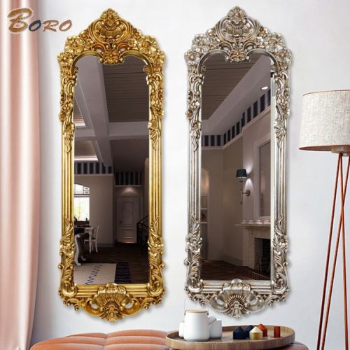 Gương soi toàn thân cổ điển PU837, kích thước 60*168cm, màu vàng cổ và bạc cổ