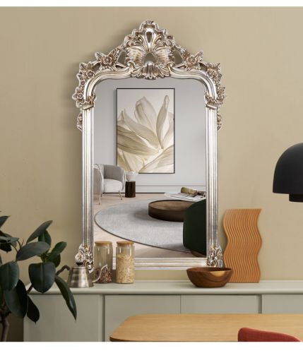 Gương phòng tắm cổ điển, gương trang trí cổ điển PU892B, KT 69*117 cm