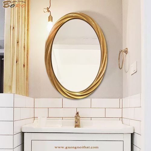 Gương bàn trang điểm cổ điển, gương phòng tắm PU907, Kích thước 54*74 cm
