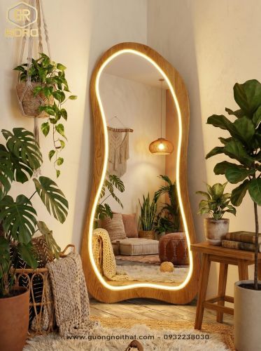 Gương toàn thân treo tường có led kiểu dáng đặc biệt CNC117-LEDVIEN, kích thước 65*165 cm