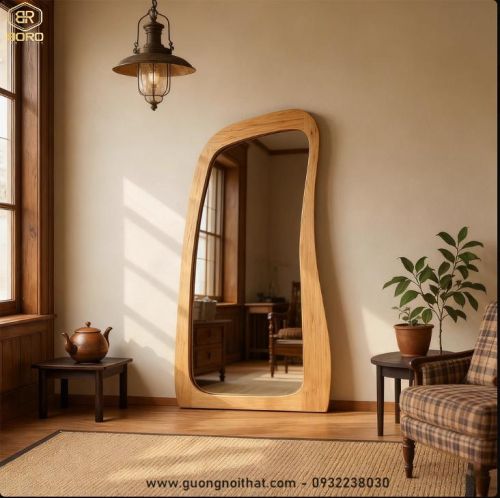 Gương soi toàn thân với hình dáng bất đối xứng, Gương đứng toàn thân kiểu Wabi-sabi CNC171