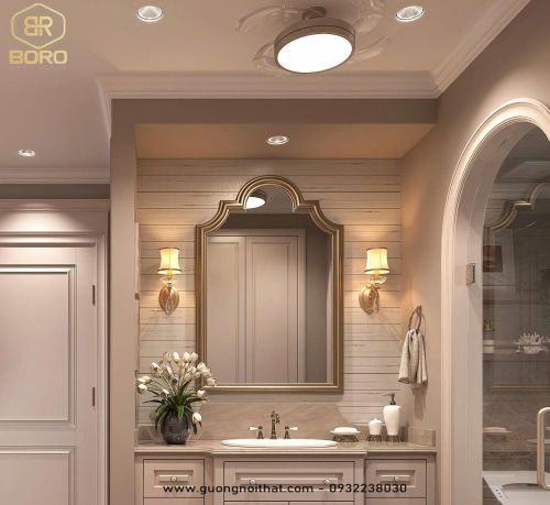 Gương trang trí, gương khung gỗ tự nhiên bản soi CNC178, kích thước 75*115cm