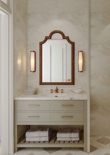 Gương trang trí, gương khung gỗ tự nhiên bản soi CNC178, kích thước 75*115cm