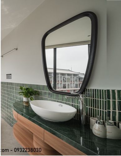 Gương gỗ, Gương khung gỗ tự nhiên, Gương treo tường CNC179, kích thước theo yêu cầu