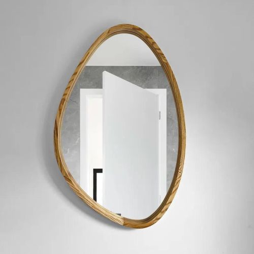 Gương trang điểm kiểu Bắc Âu, Gương nhà tắm khung gỗ CNC190, kích thước 60*90 cm