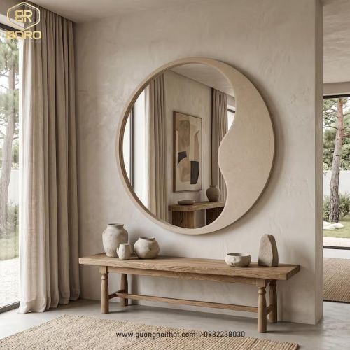 Gương tròn trang trí tường tối giản, điểm nhấn nhà hiện đại, kích thước 70*70 cm CNC197