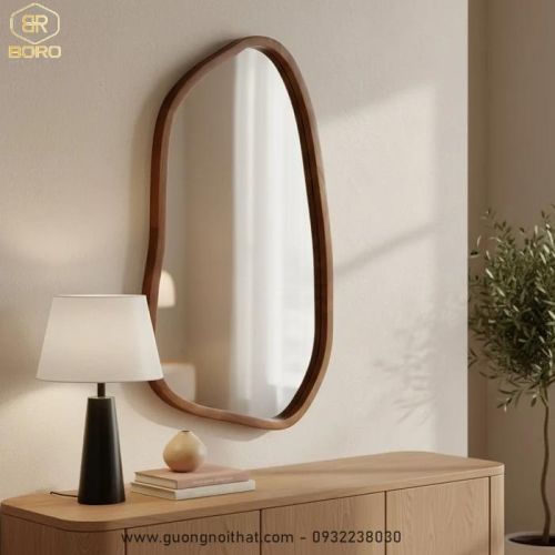 Gương treo tường hình viên sỏi CNC201, kích thước 50*80 cm