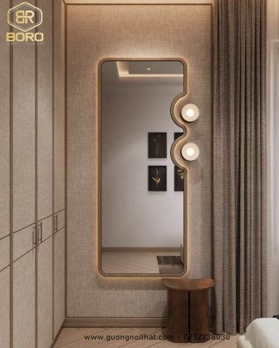 Gương soi toàn thân kết hợp đèn LED hắt sáng CNC219-LED, kích thước theo yêu cầu