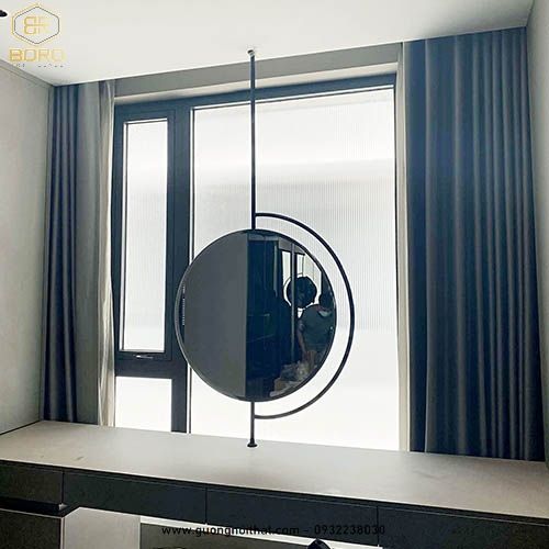 Gương treo trần hình tròn khung inox mã INOXBR162, kích thước theo yêu cầu