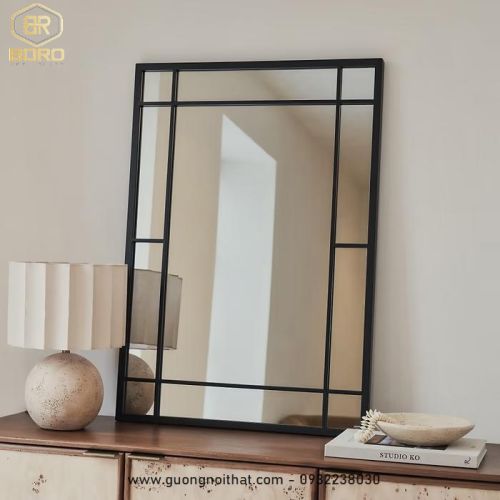 Gương trang trí, gương nhà tắm phong cách Bắc Âu khung inox INOXBR179, KT 70*100cm