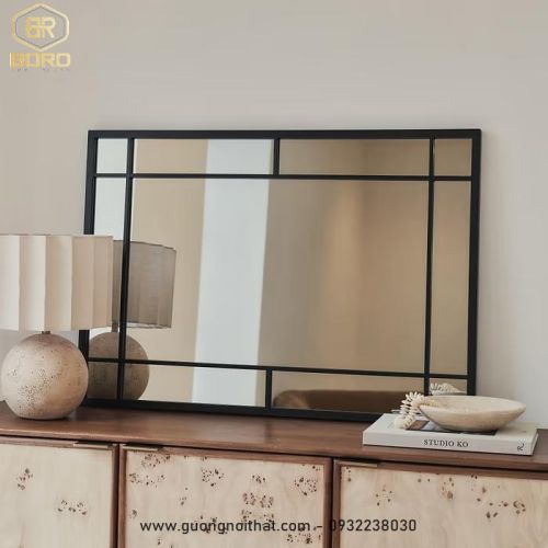 Gương trang trí, gương nhà tắm phong cách Bắc Âu khung inox INOXBR179, KT 70*100cm