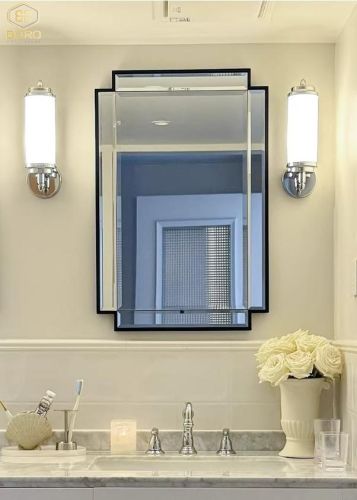 Gương khung inox, Gương trang điểm phong cách Châu Âu, gương trang trí INOXBR171, kích thước 70*100cm