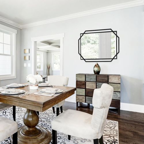 Gương phòng tắm, Gương trang trí cho phòng khách với khung kim loại hình lục giác và hình chữ nhật INOXBR181