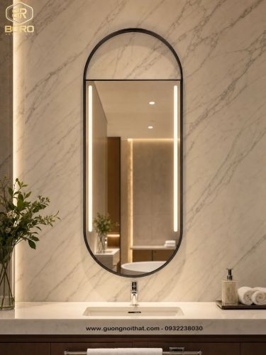 Gương khung inox có led, Gương nhà tắm có led INOXLED109, kích thước theo yêu cầu