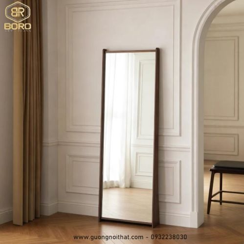Gương toàn thân gỗ, gương treo tường, gương phòng thay đồ, gương trang trí KGBR112, kích thước 55*170 cm