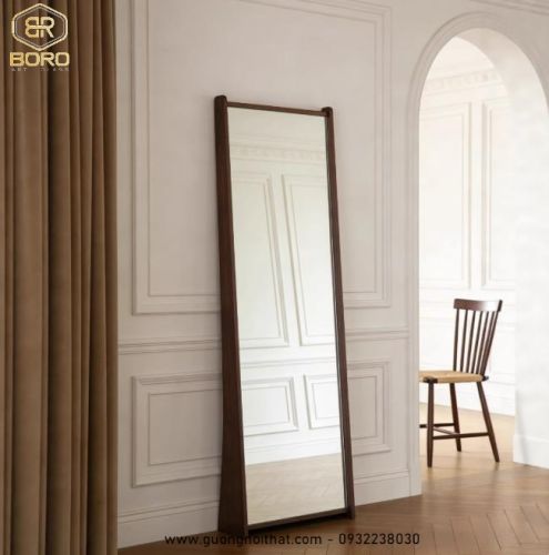 Gương toàn thân gỗ, gương treo tường, gương phòng thay đồ, gương trang trí KGBR112, kích thước 55*170 cm