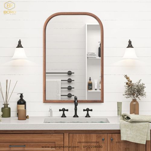 Gương treo tường hình vòm, Gương phòng tắm treo tường KGBR88, kích thước 60*80 cm