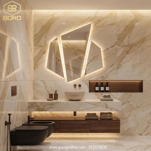 Gương bộ 3 đèn led cảm ứng LED021, kích thước 90*90cm hoặc theo yêu cầu