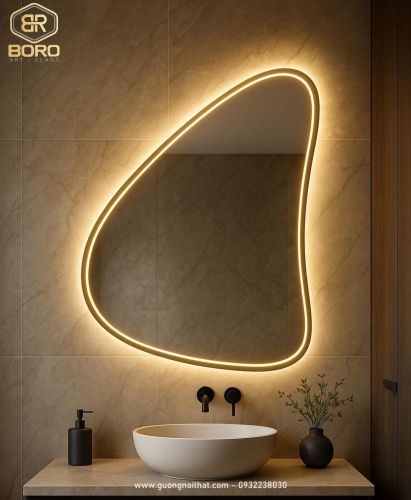 Gương đèn led cảm ứng LED022, kích thước 65*88cm hoặc theo yêu cầu