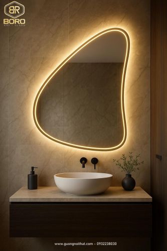 Gương đèn led cảm ứng LED022, kích thước 65*88cm hoặc theo yêu cầu