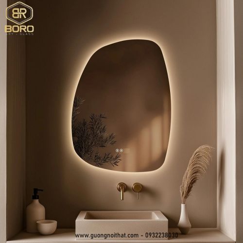 Gương LED sang trọng hiện đại, Gương nhà tắm LED027, Kích thước theo yêu cầu