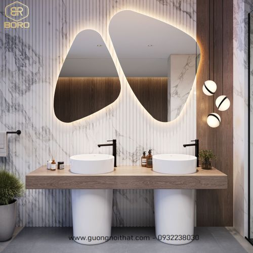 Gương led bộ 2 chiếc hình dáng độc đáo LED032 Kích thước theo yêu cầu
