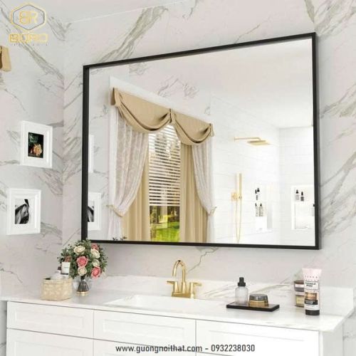 Gương nhà tắm khung nhôm gương phôi Bỉ NHOMBR003, kích thước 60*80 cm