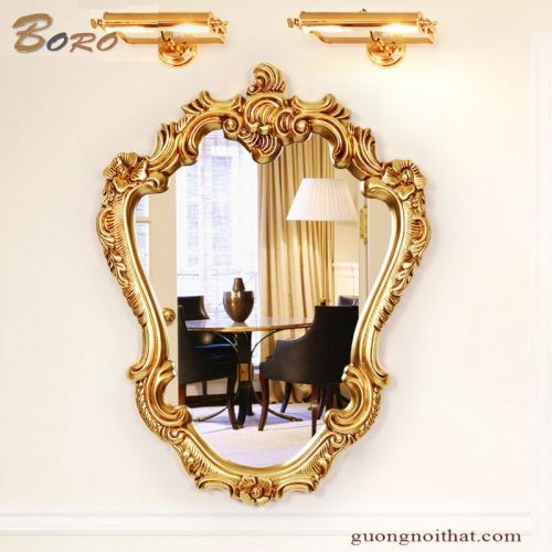 Gương cổ điển PU802, màu vàng cổ, Kích thước 67*87cm